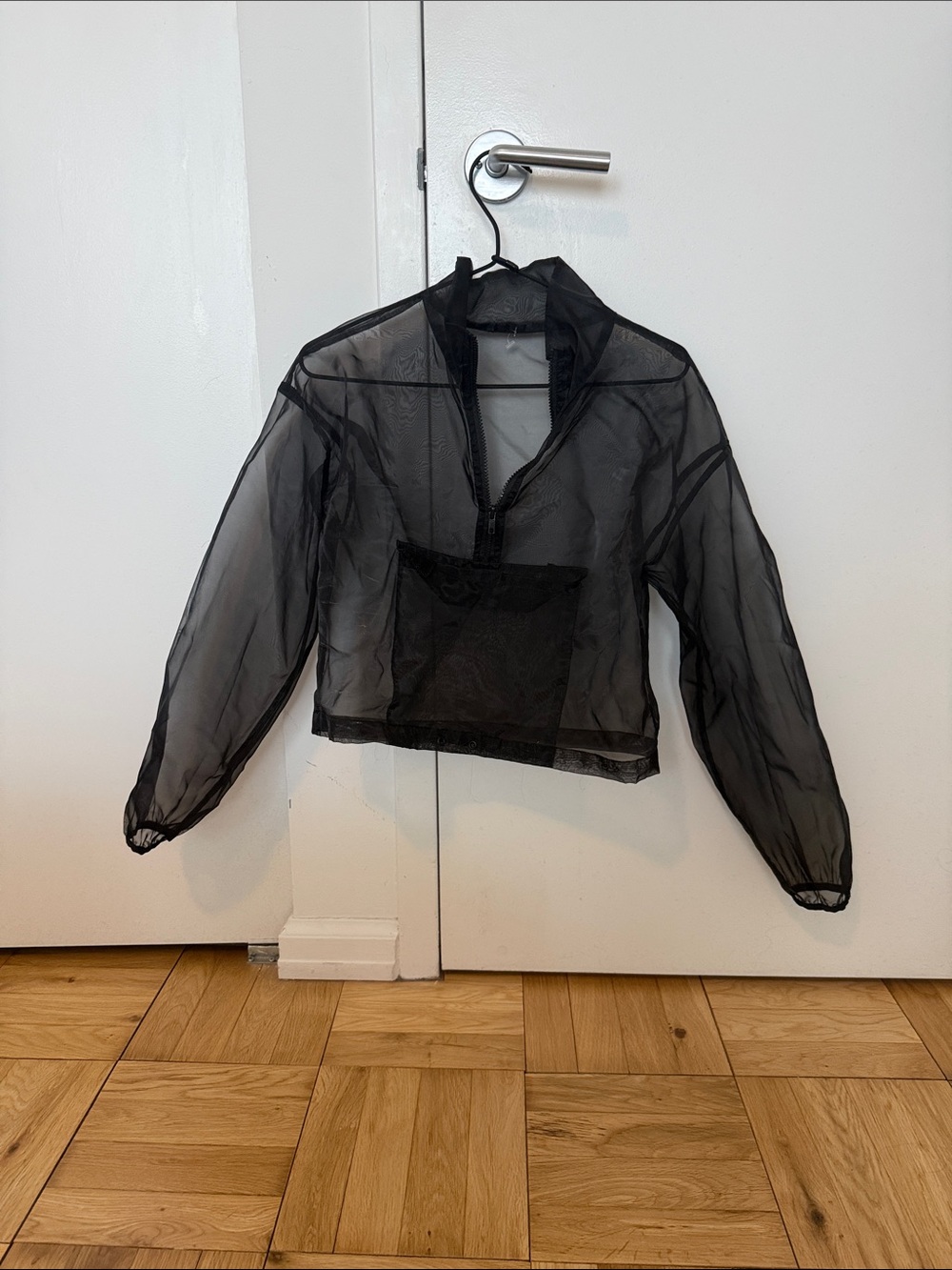 Sheer Black Cropped Mesh Pullover Top